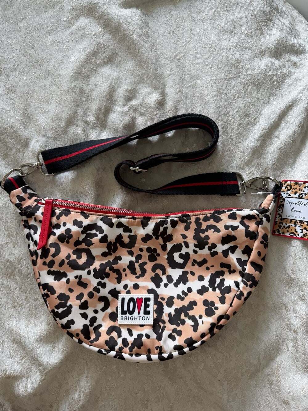 Brighton Spotted Love Swing Bag Leopard Print Crossbody Bag NWT